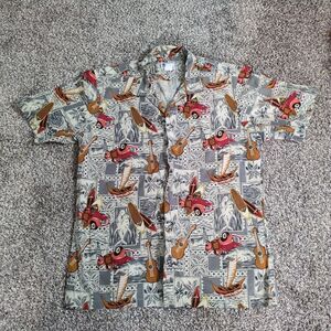 Vintage Hawaii Hawaiian Island Button Up Shirt Size L Made in Hawaii USA Men Top